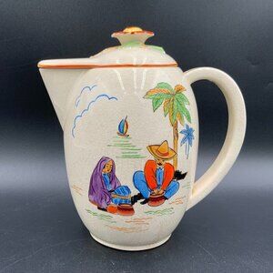 VINTAGE Kikusui Japan Tea Coffee Pot Pitcher Mexican Design